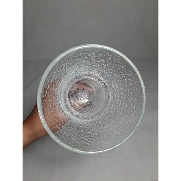 Vintage Pottery Barn Handblown Wine Glass Goblets Bubble Effect Purple Blue Stem - Picture 7 of 10